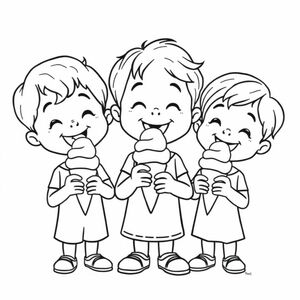 Three kids enjoying ice cream