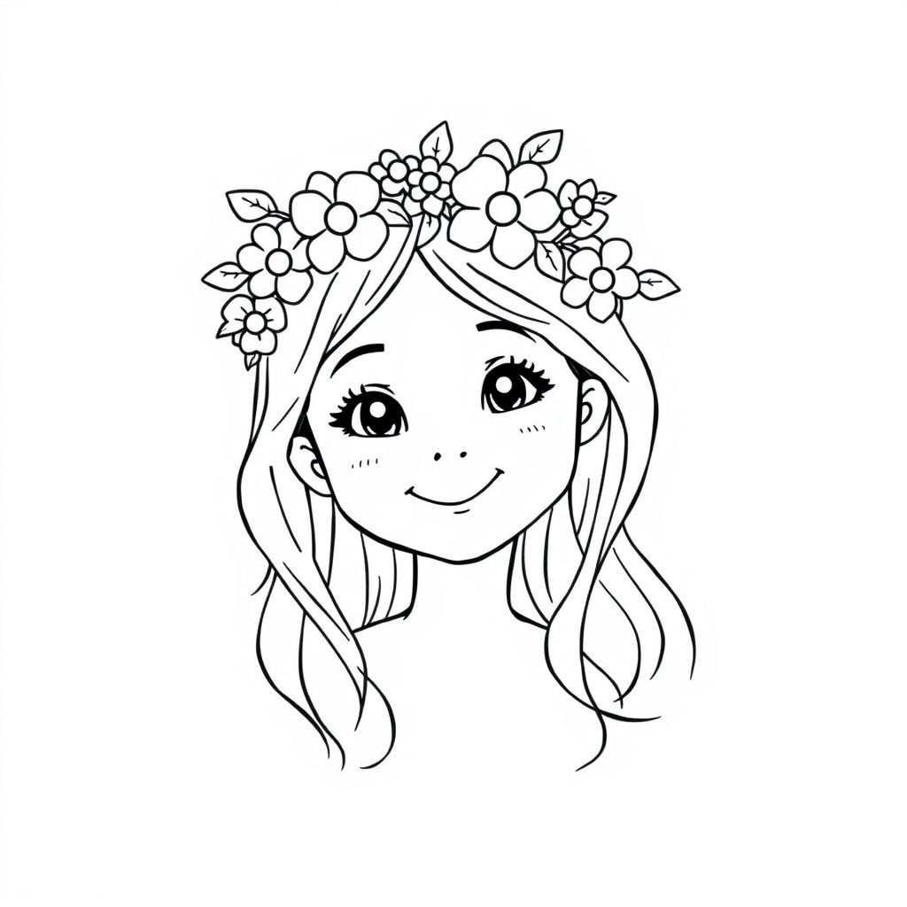 Young girl wearing a flower crown