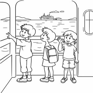 Three children on a BC ferries trip