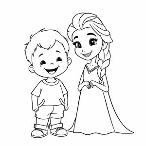 Toddler with short hair is friends with Elsa from Frozen