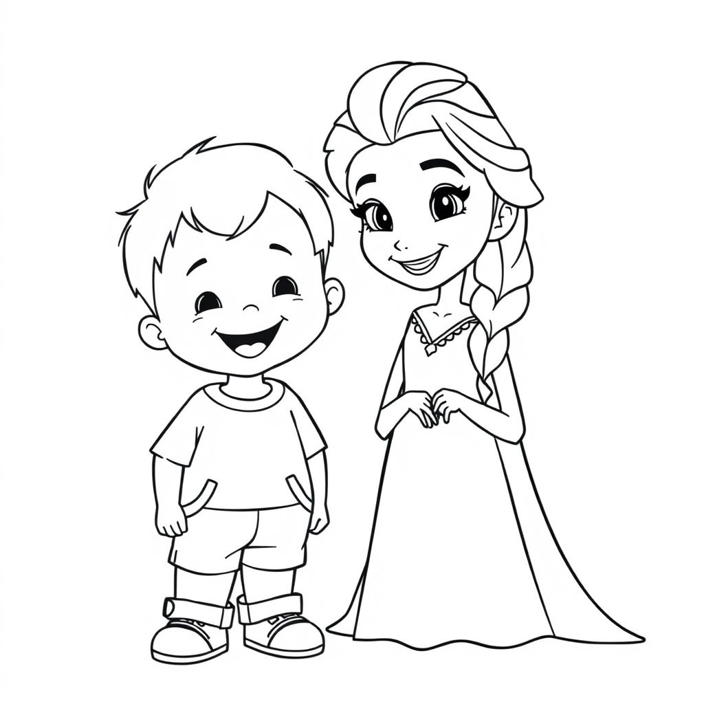 Toddler with short hair is friends with Elsa from Frozen