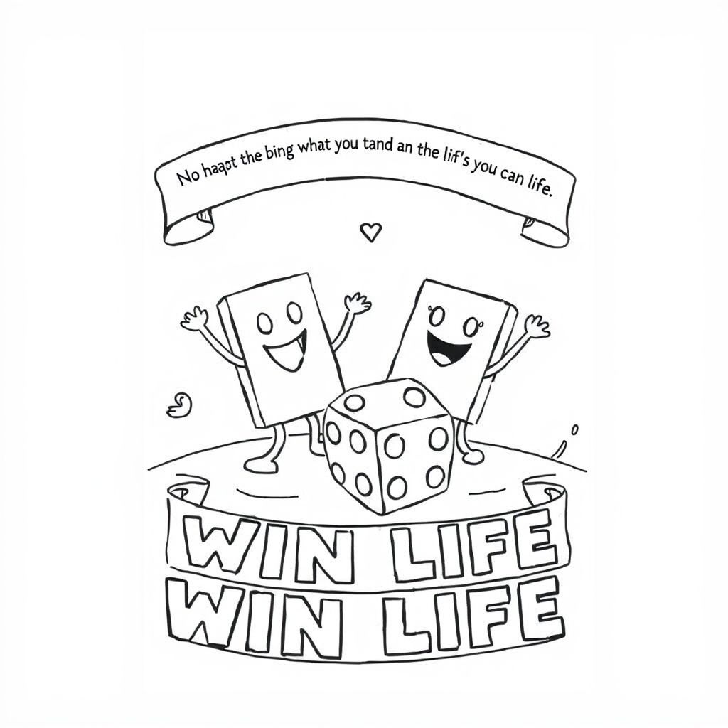 Adult Coloring Page with words "No matter the hand you've been dealt in life, no matter how hard things might be for you, if you can learn to find the light in whatever dark situation you're going through and you can learn to laugh at the things that should make you miserable, INCLUDING YOURSELF, that is how you WIN LIFE and you will be a significantly happier person. If you can laugh in the face of adversity."
 
