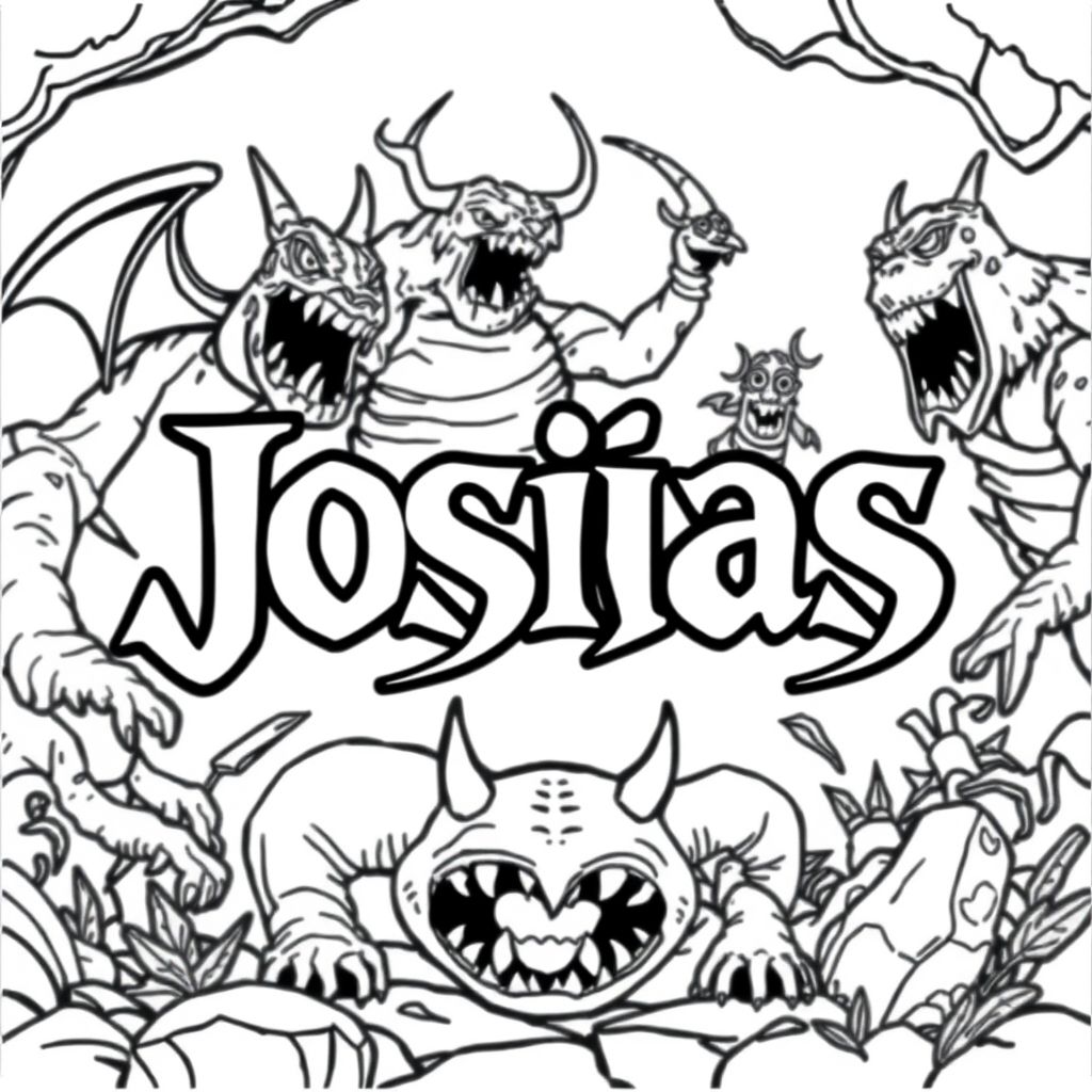 The name Josias with monsters in the backround