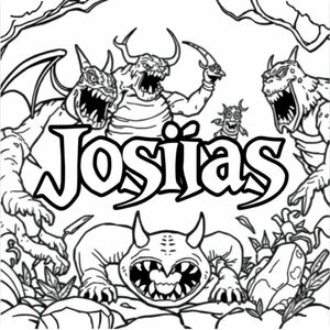 The name Josias with monsters in the backround