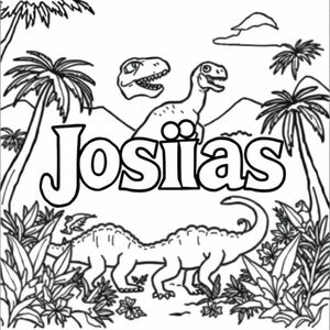 The name Josias with dinosaurs in the background
