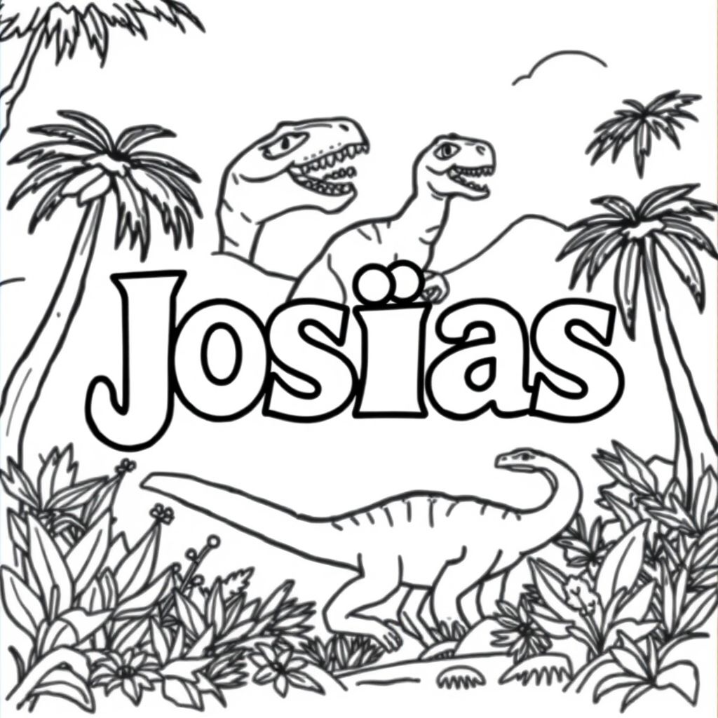 The name Josias with dinosaurs in the backround