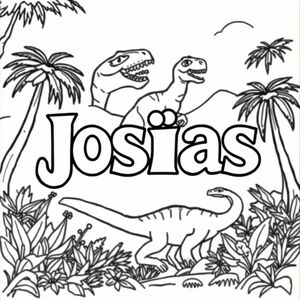 The name Josias with dinosaurs in the backround