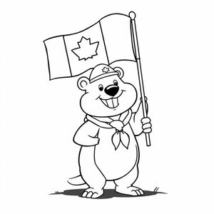 Canadian Beaver scout raising flag