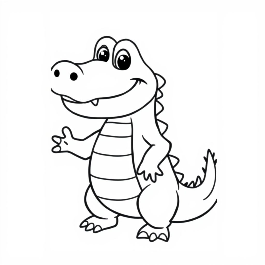 coloring book page color by numbers (number only use 1-10 for kindergartens)A cute looking alligator 