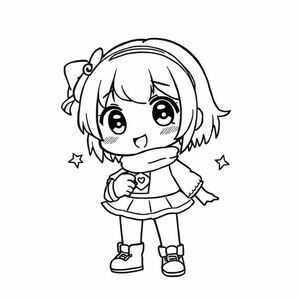 Manga style, black and white, detailed with bold black lines. 

subject: Menhera chan
