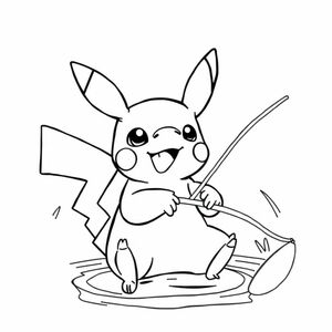 Pikachu going fishing with stitch