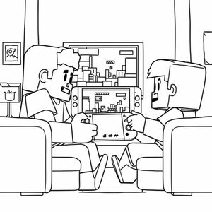 minecraft characters playing switch