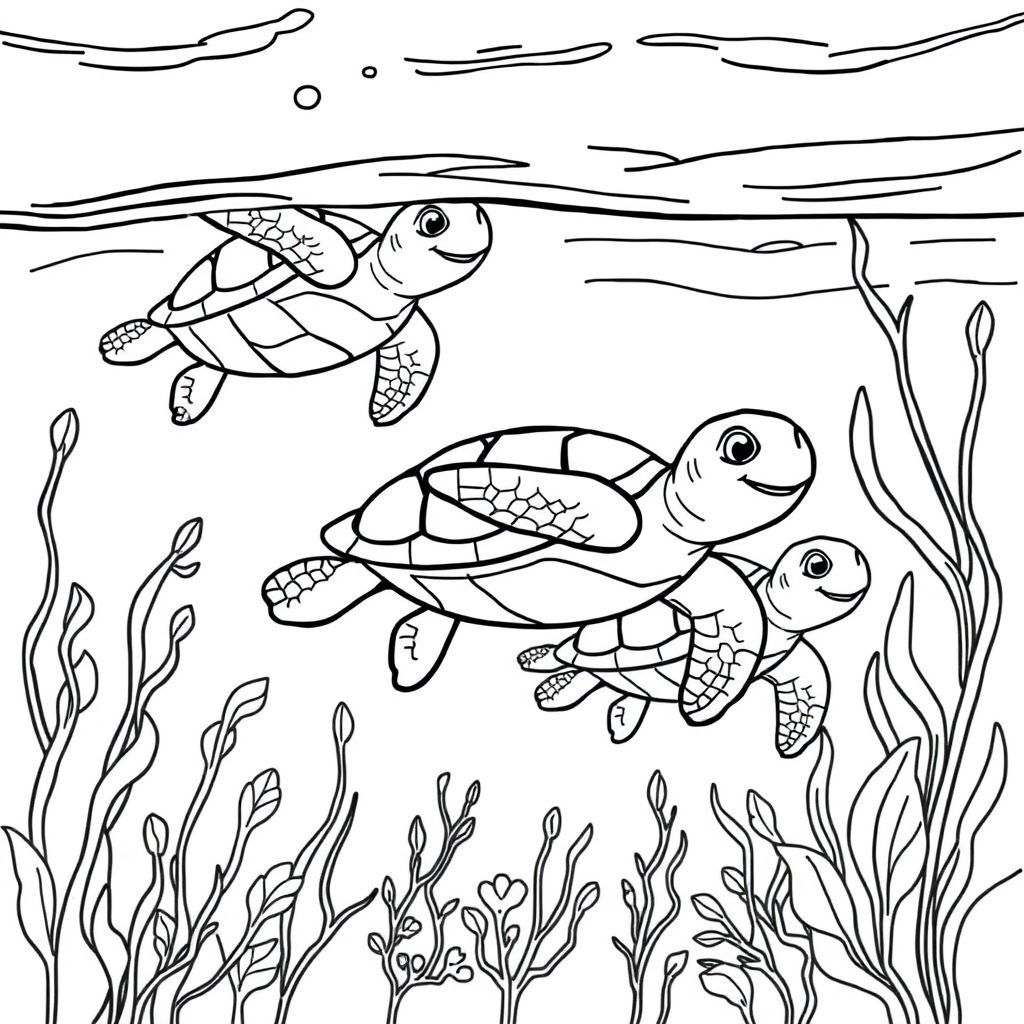 Christian turtles swimming underwater praising jesus