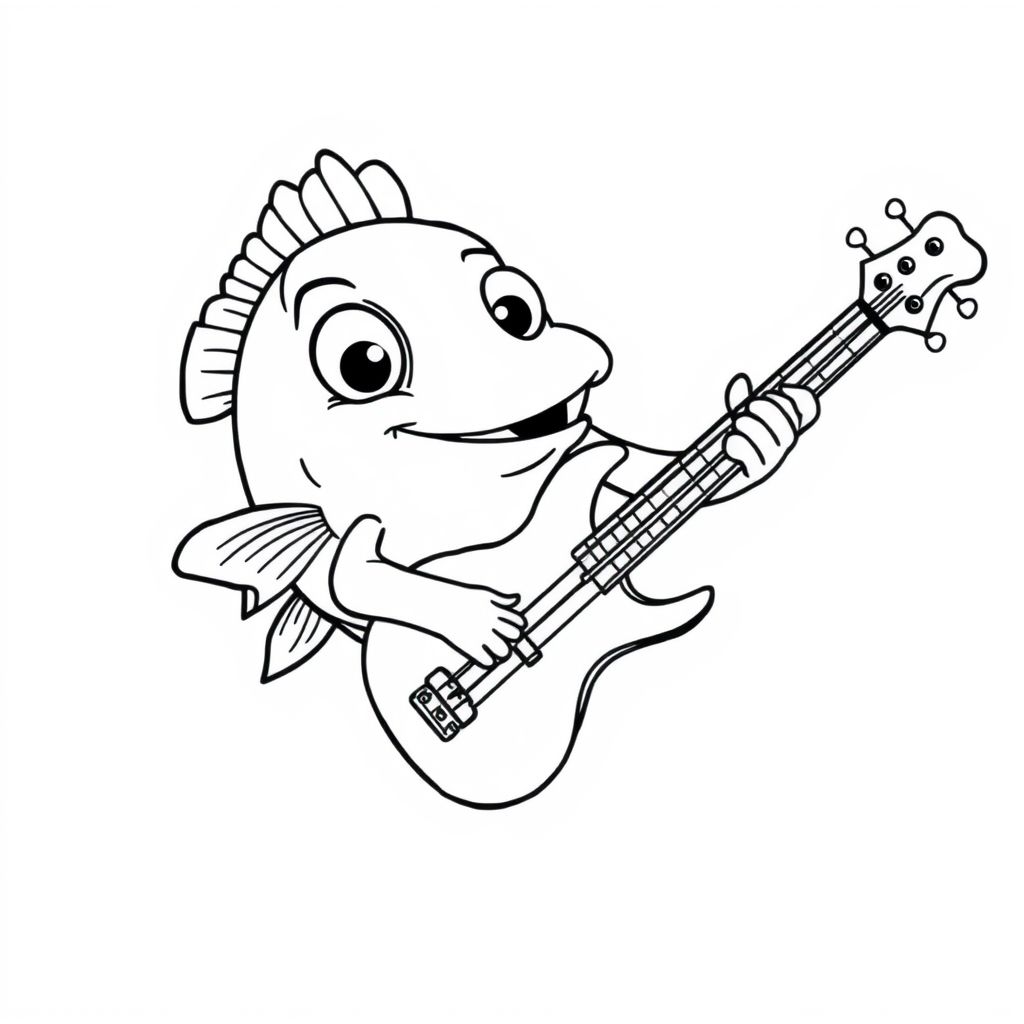 Bass guitar played by a bass fish