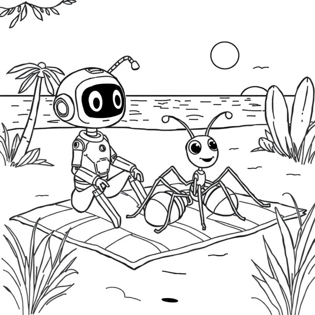 AI generator goes to the beach and finds huge ants on blanket