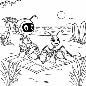 AI generator goes to the beach and finds huge ants on blanket