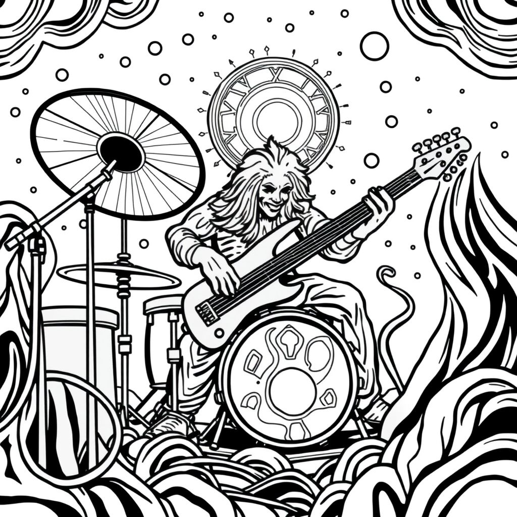 psychedelic bass and drum jamming