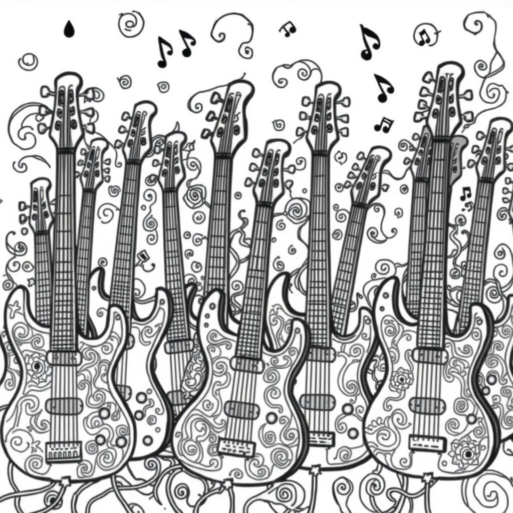 psychedelic bass guitar army