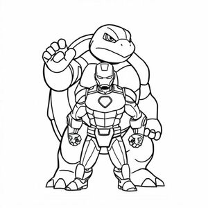 Blastoise being used as a shield in front of Iron Man