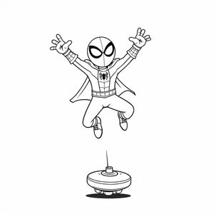 spiderman jumping on a pogo stick