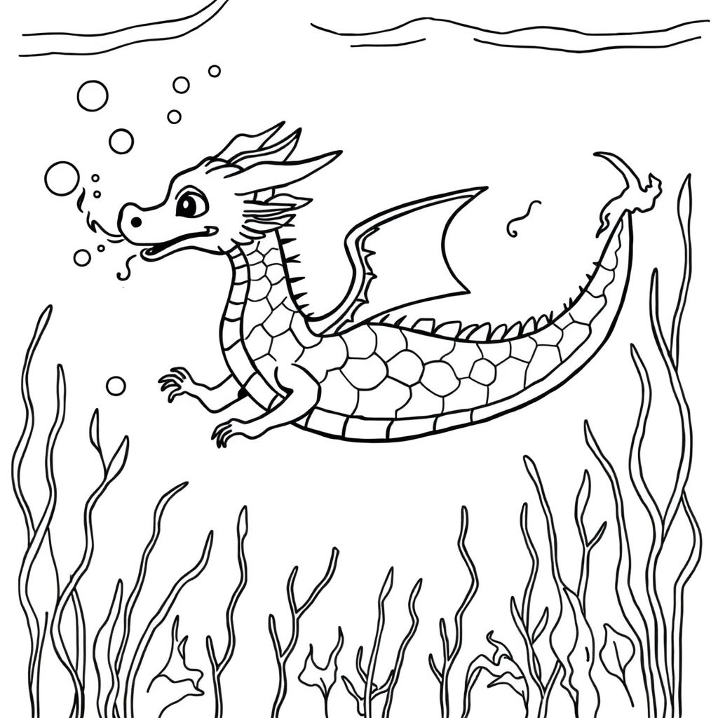 a fire breathing dragon underwater