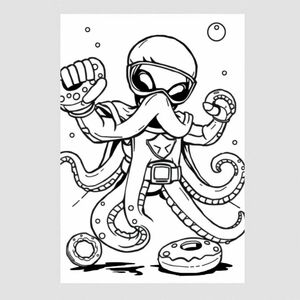 an octopus superhero fighting donuts from outerspace
