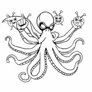 An octopus superhero fighting donut aliens from mars
