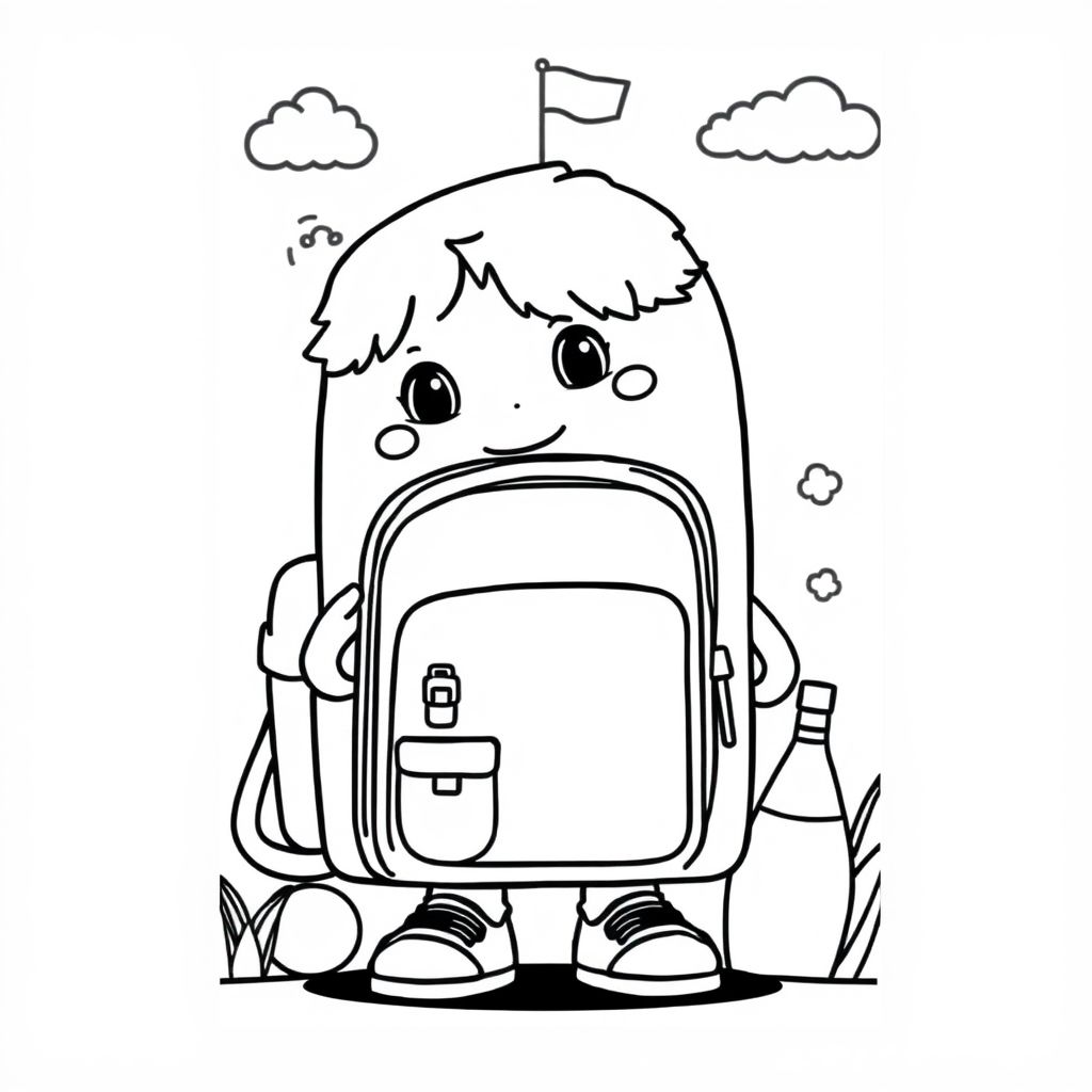 back to school coloring page for kindergarten that is cute and cartoony