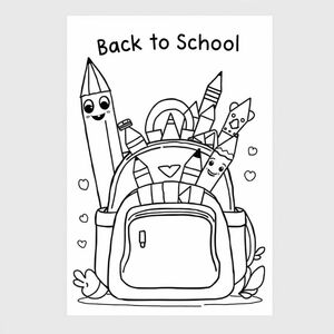 back to school worksheet for kindergarten that is cartoony and cute