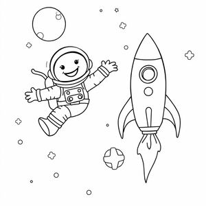 an astronaunt in outer space with a rocket