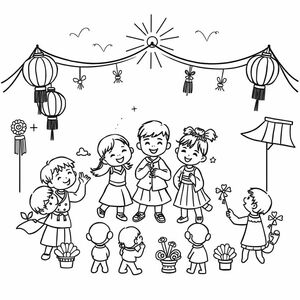 Children's paintings about the festival

