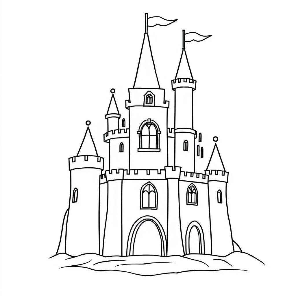 Classic sandcastle with big towers and windows