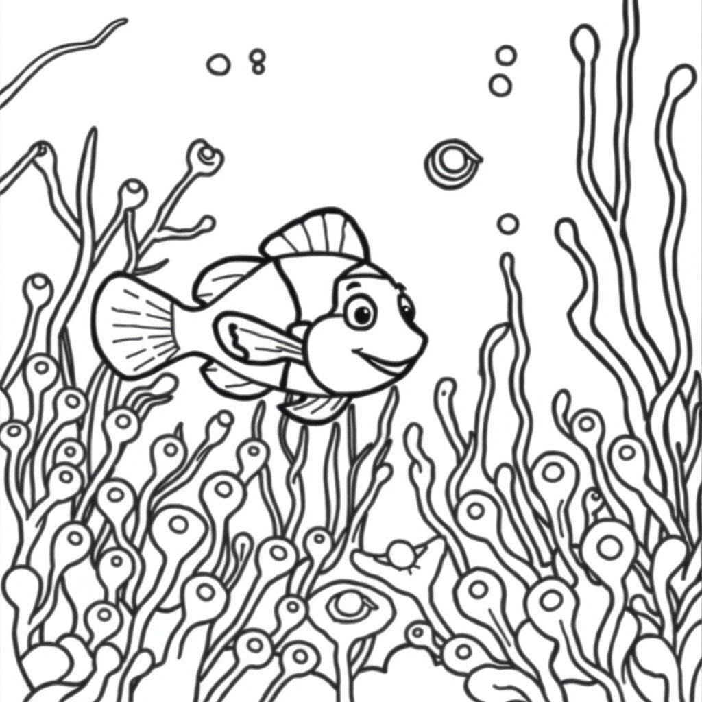 an underwater scene with a clown fish