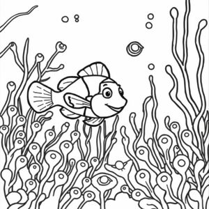 an underwater scene with a clown fish