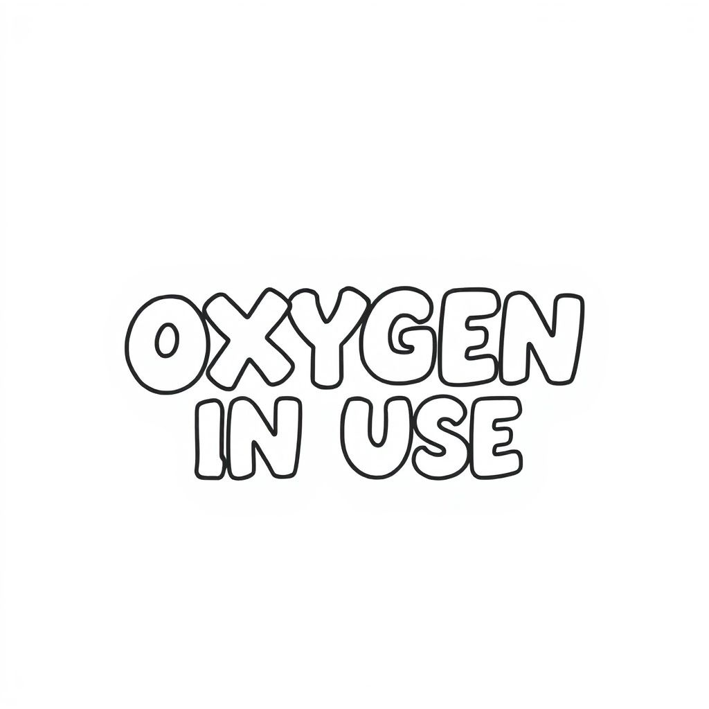 A blank background with the words OXYGEN IN USE in bubble print and centered