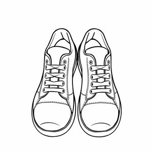 A pair of neat school shoes side by side, cartoon outline, clean style, centered image