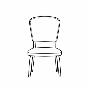 A basic school chair in cartoon line drawing, 1:1 centered design, clear space