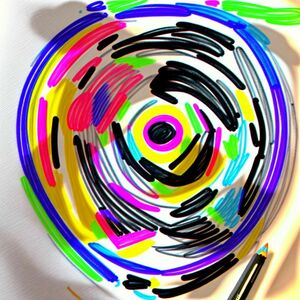  A drawing paper with shapes like circle, triangle, square, cartoon outlines, clean design