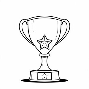 A school trophy with star symbol on it, simple cartoon design, no background