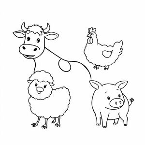 A coloring page about farm animals
