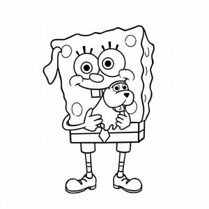 SpongeBob holding a dog