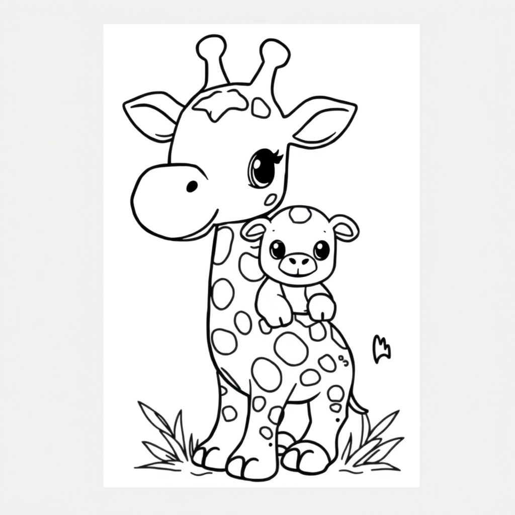 Cute giraffe carrying a puppy 