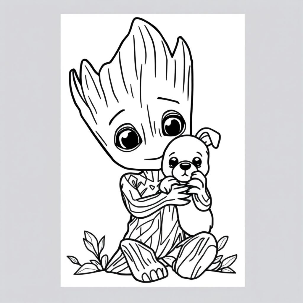 cute groot holding puppy