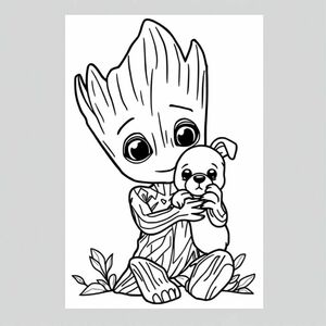 cute groot holding puppy