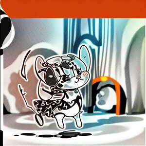 A round cartoon animal character inspired by the Russian show Smeshariki, dancing alone on a theater stage with curtains. Simple thick black-and-white line art for coloring book, no colors, child-friendly. Page number 2 in bottom right corner.

