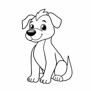 A cute coloring page of a mythical creature with the body of a dog and the head of a snake, outlined in clean black and white lines, no background, simple style for kids, symmetrical composition, fantasy coloring book style

