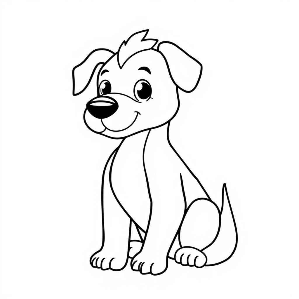 A cute coloring page of a mythical creature with the body of a dog and the head of a snake, outlined in clean black and white lines, no background, simple style for kids, symmetrical composition, fantasy coloring book style