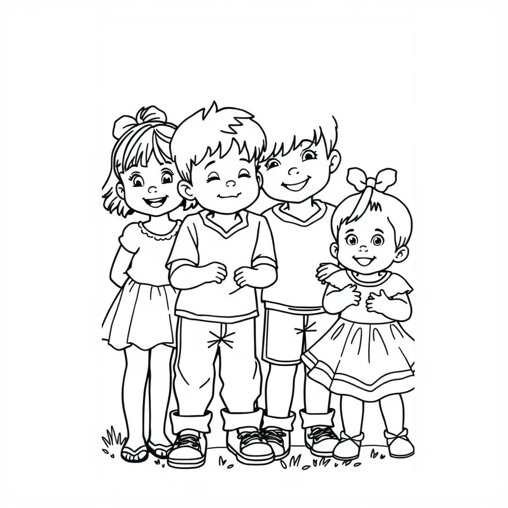  a four year old girl, four year old boy, 6 year old boy and a baby girl having fun