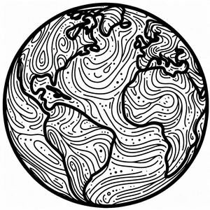 A black and white drawing of the earth 3