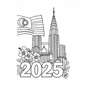Tranh tô màu với chủ đề độc lập malaysia 2025. 
